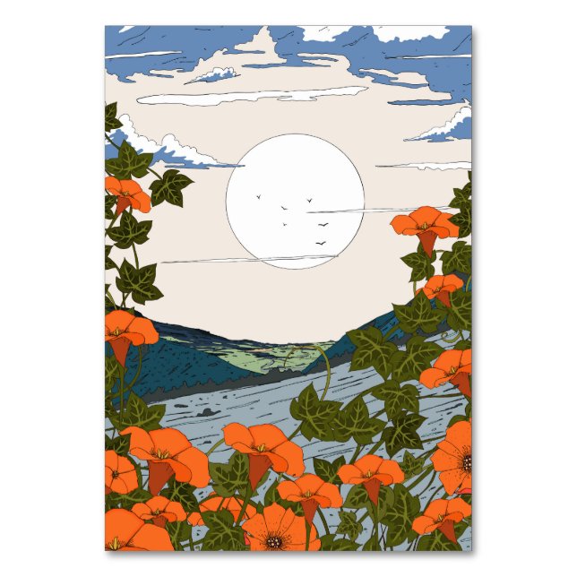 Beautiful Wildflower Meadow Landscape Table Number (Front)