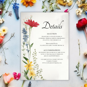 Beautiful Wildflower Nature Floral Wedding Details Enclosure Card