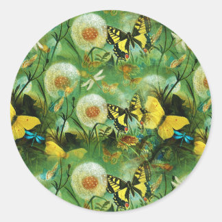 Beautiful Wildflowers and Butterflies Nature Classic Round Sticker