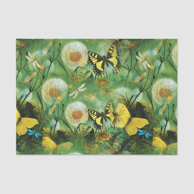 Beautiful Wildflowers and Butterflies Nature   Tissue Paper (Front)