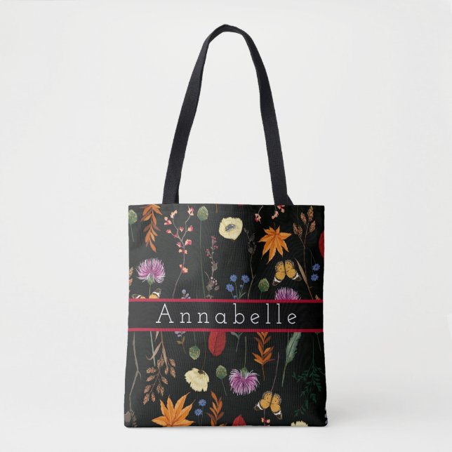 Beautiful Wildflowers and Butterflies Personalise Tote Bag (Front)