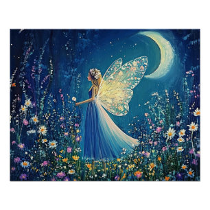 Beautiful wildflowers and fairy. poster