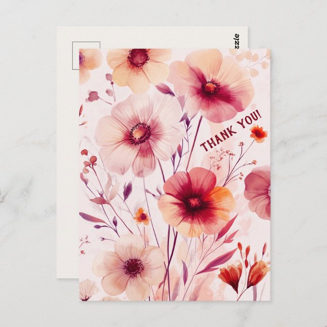 Beautiful Wildflowers Flowers THANK YOU Postcard (Front/Back)