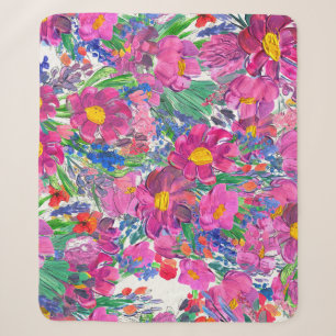 Beautiful Wildflowers: Hand Drawn Artistry. Sherpa Blanket
