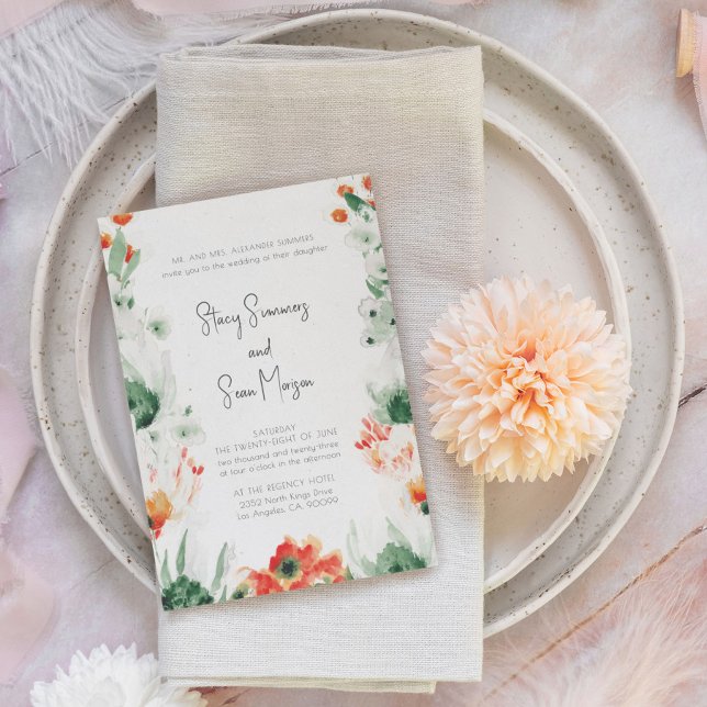Beautiful wildflowers in watercolor garden wedding invitation (Creator Uploaded)