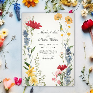 Beautiful Wildflowers Nature Trendy Floral Wedding Invitation