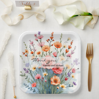 Beautiful Wildflowers Trendy Luxury Collection Paper Plate