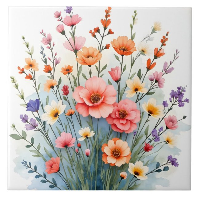 Beautiful Wildflowers Trendy Luxury Collection Tile (Front)