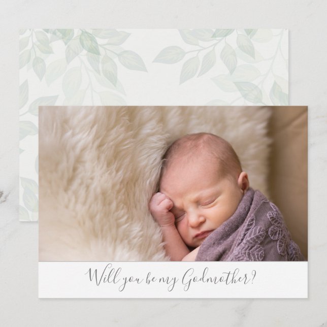 Beautiful Will You be my Godmother Photo Invitation (Front/Back)