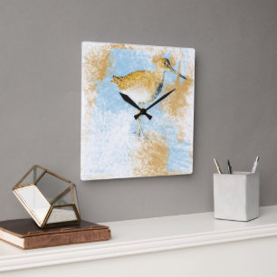 Beautiful Willet Beach Painting Square Wall Clock