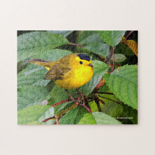 Beautiful Wilson's Warbler in the Cherry Tree Jigsaw Puzzle