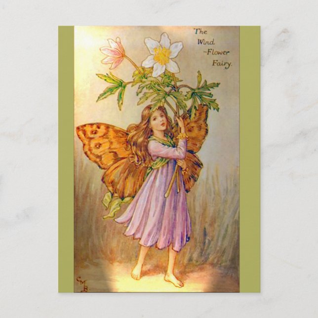 Beautiful Wind Flower Fairy Postcard (Front)