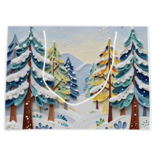 Beautiful Winder Scene   Enchanted Forest Large Gift Bag