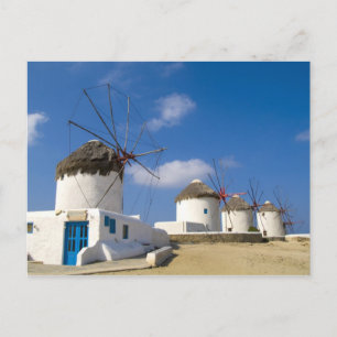 Beautiful windmills on the island of Mykonos, Postcard