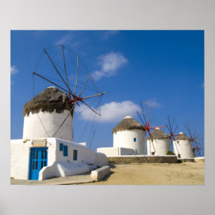 Beautiful windmills on the island of Mykonos, Poster