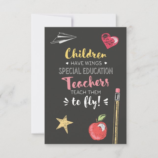 Beautiful Wings Quote - Special Education Teachers Thank You Card (Front)