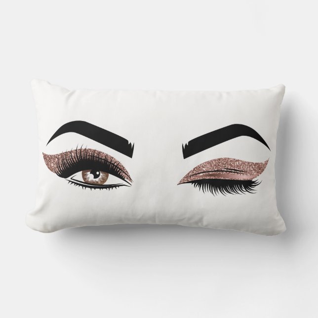 Beautiful Wink Eye Long Lashes Makeup Artist Lumbar Cushion (Front)