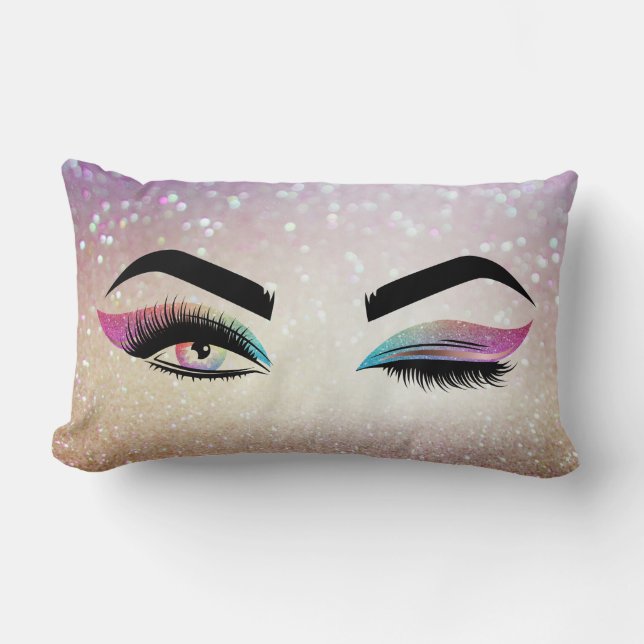 Beautiful Wink Eye Long Lashes Makeup Artist Lumbar Cushion (Front)