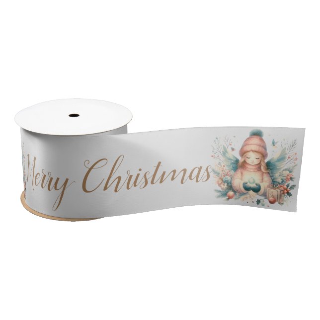 Beautiful winter angel amidst the northern nature  satin ribbon (Spool)