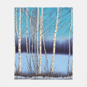 Beautiful Winter Birch Fleece Blanket