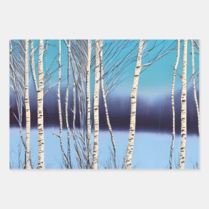 Beautiful Winter Birch Wrapping Paper Sheet