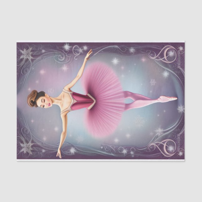 Beautiful Winter Brunette Ballerina Pink Purple Tissue Paper (Front)