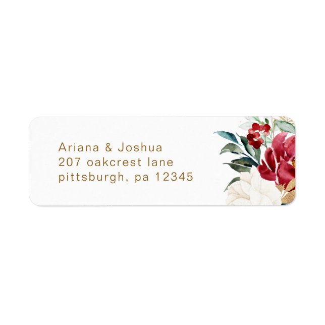 Beautiful Winter Floral Wedding Return Address (Front)