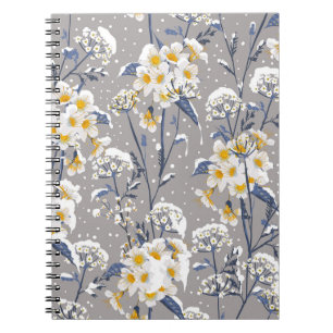 Beautiful winter flower blooming in the snow delic notebook