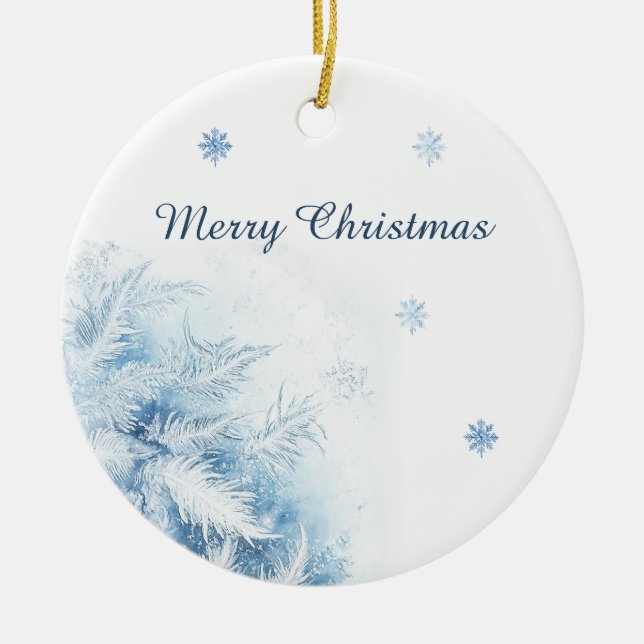 Beautiful Winter Frost Christmas Ceramic Tree Decoration (Front)