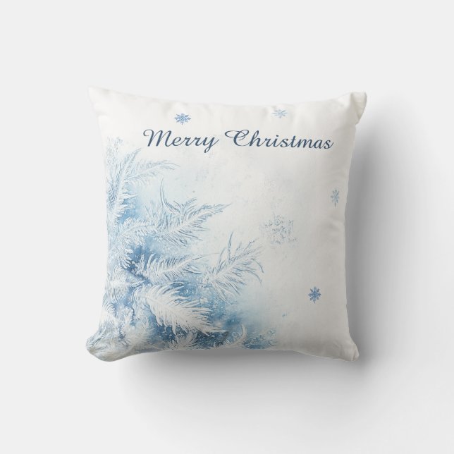 Beautiful Winter Frost Christmas Cushion (Front)