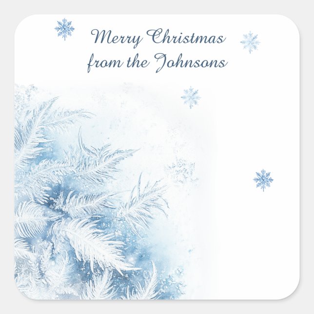 Beautiful Winter Frost Christmas Square Sticker (Front)