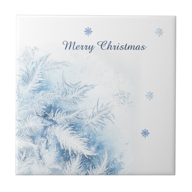 Beautiful Winter Frost Christmas Tile (Front)
