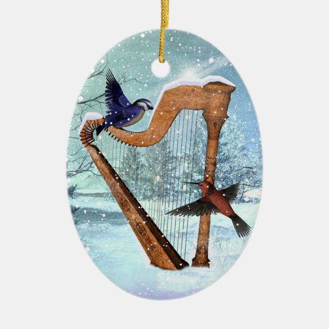 Beautiful winter harp ornament (Front)