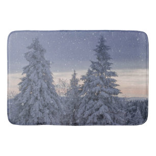 Beautiful Winter Landscape as it's Snowing  Bath Mat