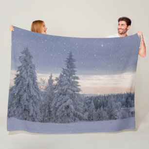 Beautiful Winter Landscape as it's Snowing Fleece Blanket