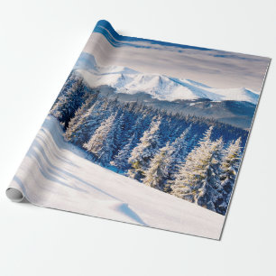 Beautiful winter landscape with snow covered trees wrapping paper