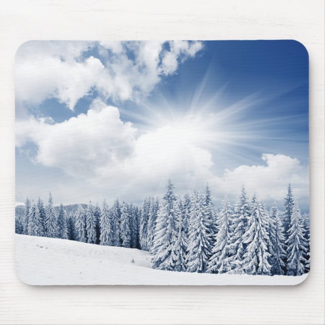 Beautiful Winter Landscape With Snow Mouse Mat (Front)