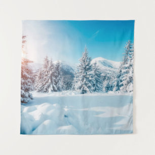 Beautiful winter nature landscape, amazing mountai tapestry