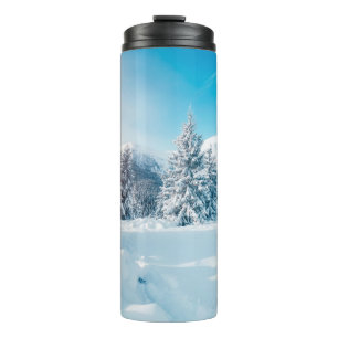 Beautiful winter nature landscape, amazing mountai thermal tumbler