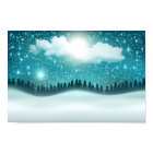 Beautiful winter night forest landscape