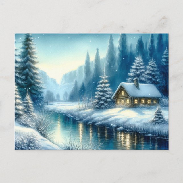 Beautiful Winter River Landscape Postcard (Front)