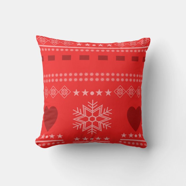 Beautiful Winter Scene with hearts Cushion (Front)