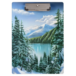 Beautiful Winter Sky Mountain Lake Clipboard