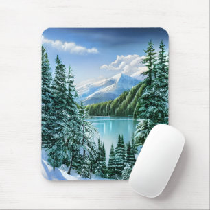 Beautiful Winter Sky Mountain Lake Mouse Mat