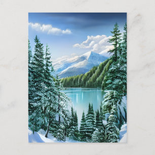 Beautiful Winter Sky Mountain Lake Postcard