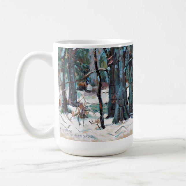 Beautiful Winter Snow Scene with Blues and Greys Coffee Mug (Left)
