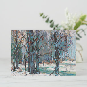 Beautiful Winter Snow Scene with Blues and Greys Holiday Card