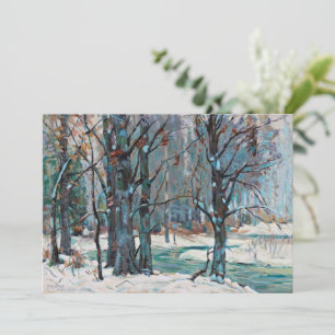 Beautiful Winter Snow Scene with Blues and Greys  Holiday Card