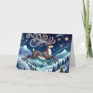 Beautiful Winter Stag Christmas Holiday Card