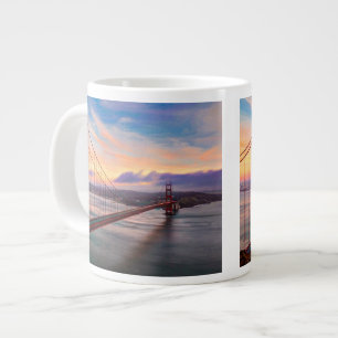 Beautiful winter sunset at Golden Gate Bridge Large Coffee Mug